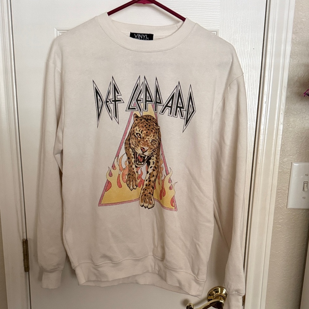 Def Leppard Graphic Cream Sweater
